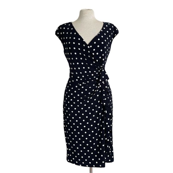American Living Dresses & Skirts - American Living Retro Pin Up Navy Polka Dot Dress
